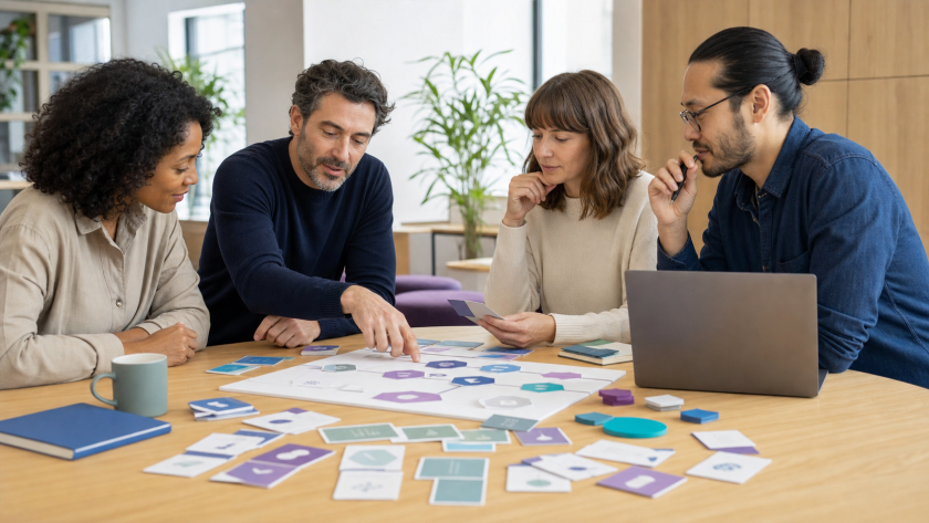 Equipo de recursos humanos diseñando un recorrido de incorporación y desarrollo del talento con inteligencia artificial responsable