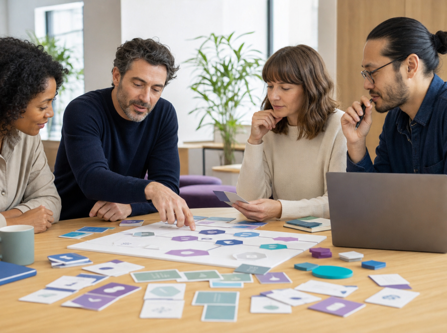 Equipo de recursos humanos diseñando un recorrido de incorporación y desarrollo del talento con inteligencia artificial responsable
